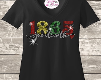 1865 Juneteenth Rhinestone Shirt | Freedom Day Bling Tee | Sparkly Juneteenth Celebration Shirt