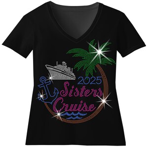 Custom Cruise Rhinestone Bling Shirt Sister Cruise Sparkle Sweater Family Cruise Bedazzled Top Family Gone Crusin Glitter Girls Trip Bling T