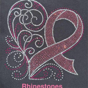 Pink Ribbon Shirt: Rhinestone Bling - Survivor Support Tee image 2