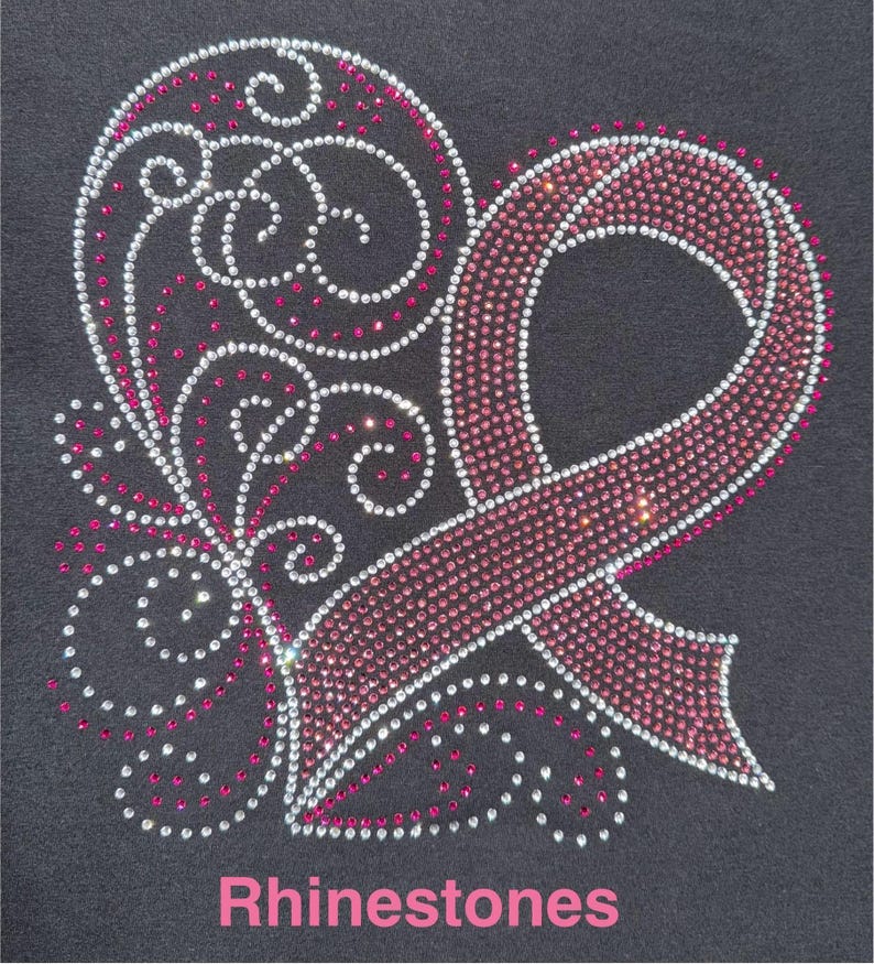 Pink Ribbon Shirt: Rhinestone Bling - Survivor Support Tee image 2