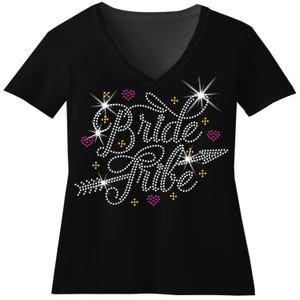 Custom Cursive Bride Tribe Rhinestone Bling Shirt Family Wedding Photos Sparkle Sweatshirt Bachelorette Party Bedazzled Gift Bridal Shoer T