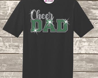 Cheer Dad Rhinestone Shirt, Cheerleading Dad Bling Tee, Sparkly Sports Parent Shirt Men