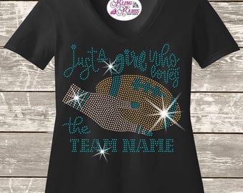 Just a Girl That Loves the [Custom Football Team] Rhinestone Shirt | Football Fan Bling Tee | Game Day Sparkle Shirt