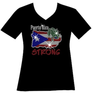 Puerto Rico Flag  & Frog Ladies Rhinestone Shirt, Spangle USA Pride Bling Shirt, Puerto Rican Pride, Love Puerto Rico T-Shirt, Independence