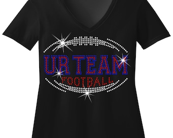 Personalized Football Bling Shirt - Sparkly Split Team Design