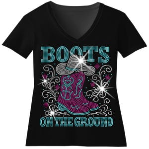 Custom Boots On The Ground Rhinestone Bling Shirt Where Them Fans At Sparkle Sweatshirt Essence Festival Bedazzled Top County Line Dance Tee