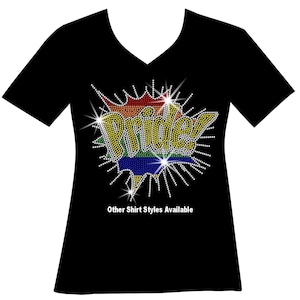 Pride Rainbow Splash Gay Pride Rhinestone Bling Shirt LGBTQ+ Gay Lesbian LGBT Pride Gay Mlm Gifts Love is Love Sparkle Human Rights Sparkle