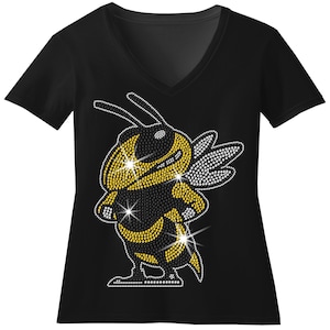 Hornet Rhinestone Bling Shirt, Bee Nice Bedazzled Sweatshirt School Spirit Sports Mom Sparkle Wear, Hornets Mascot T shirt, Football Mom Tee