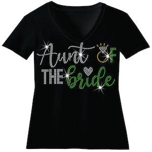 Custom Aunt of the Bride Rhinestone Bachelorette Shirts Bedazzled Bridal Party Matching Sweatshirt Wedding Crew Bachelorette Party Sequence