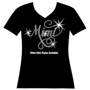 Mimi Cursive Rhinestone Bling Shirt, Family Wedding Shower Shirts, Baby Shower Mother In Law Gift, Baby Announcement Party Gender Reveal Tee