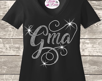 Gma Custom Rhinestone Bling Shirt, Mother's Day Sparkle Gift, Baby Shower Gift Custom Gma First Grandchild Sweatshirt, Woman's Gma T shirt