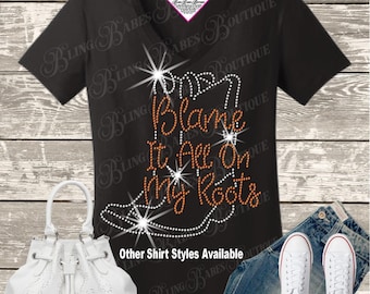 Country Roots Rhinestone Shirt, Western Cowgirl Tee, Sparkly Country Concert Outfit, Rodeo Bling Shirt, Southern Girl Western Top
