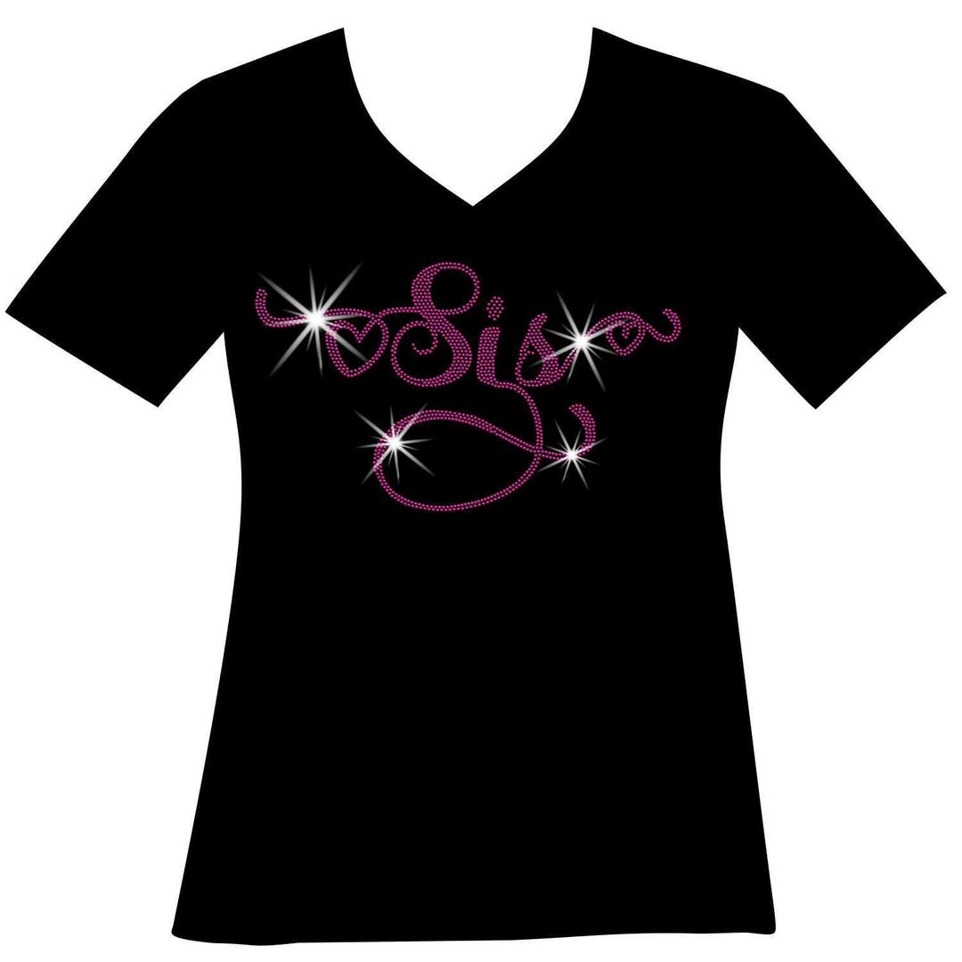 Sis Cursive RHINESTONE Mega Bling Shirt, Sisterhood Shirts, Matching ...