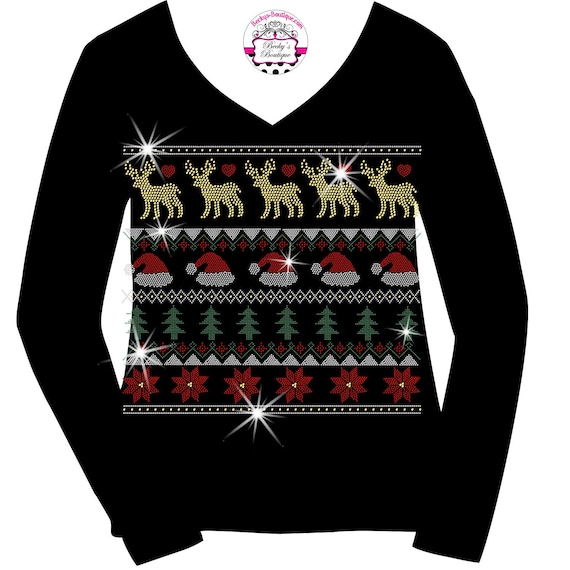 Christmas Ugly Christmas Sweater Rhinestone Mega Bling Shirt Christmas Tree Spangle T Santa Sparkle Bling Ladies Happy Holidays Bling T Etsy Canada