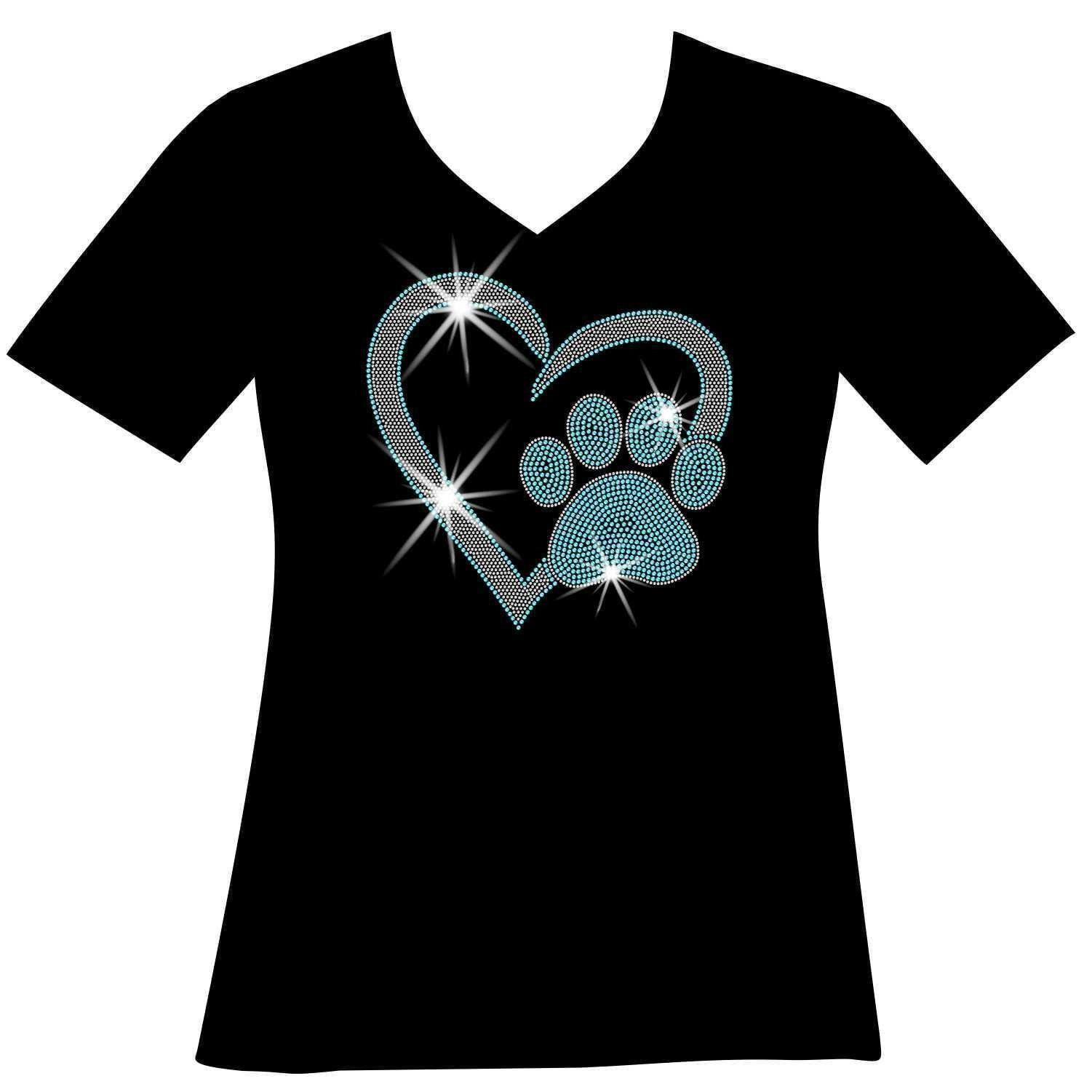 Custom Pet Bereavement Heart Dog Paw Cat Animal Lover Shirt Bling Show Shirt, I Love My