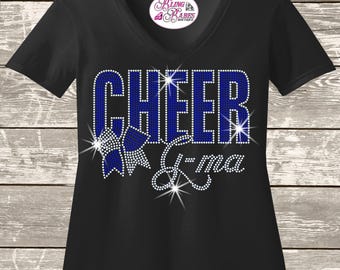 Cheer G-ma Rhinestone Shirt – Cheer Bow Bling Tee – Sparkly Cheer Grandma Shirt