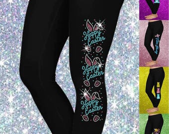 Easter Rhinestone Bling Leggings, Matching Shirt and Pants For Easter Gift
