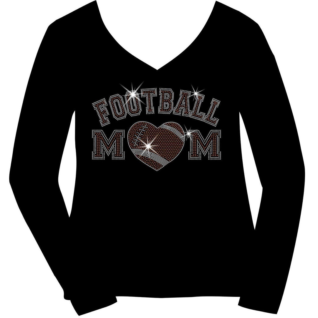 Football Mom RHINESTONE Mega Bling Shirt, Ladies SPANGLE Football T