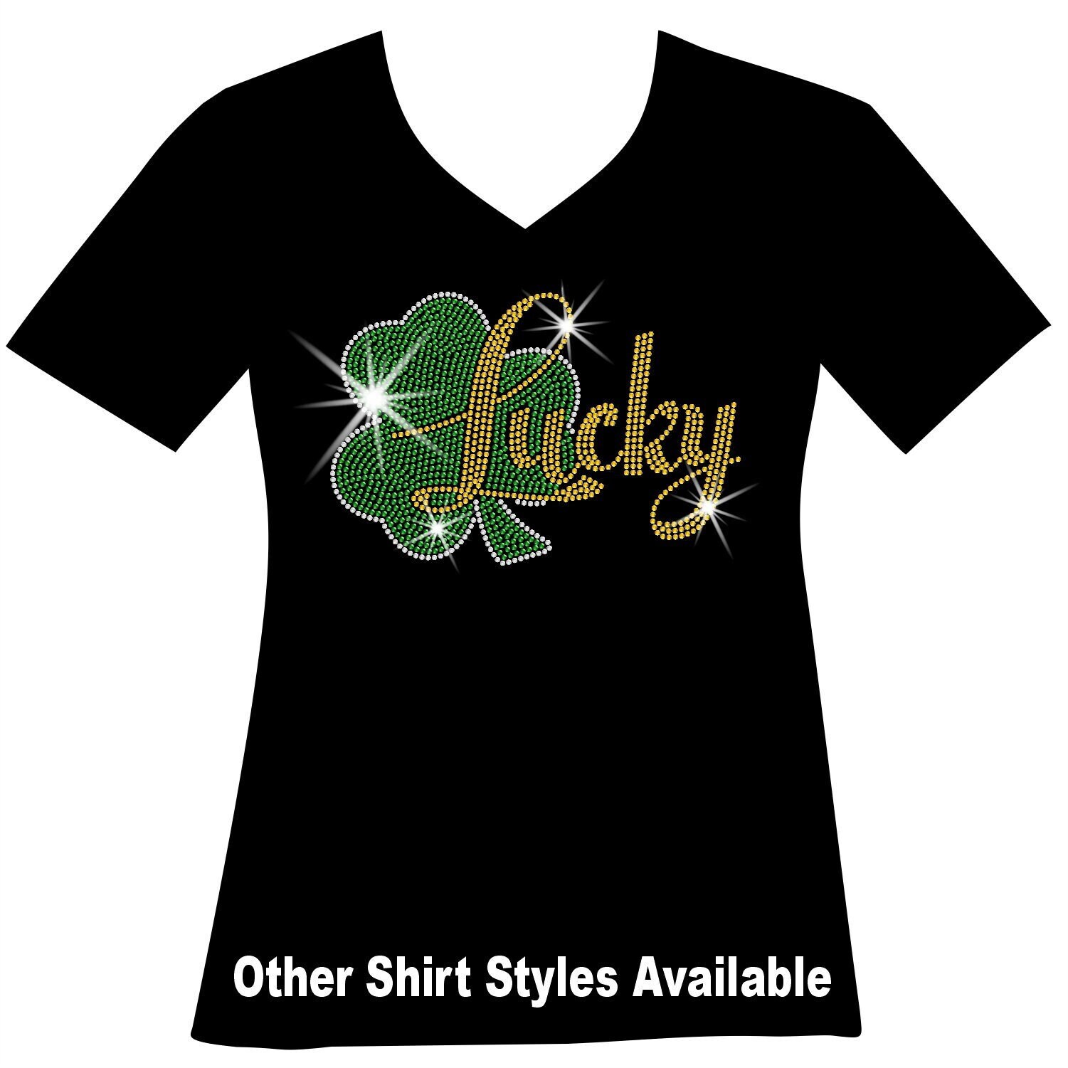 Lucky Shamrock St Patrick's Day RHINESTONE Mega Bling Shirt, Happy St. Patrick's  Day Bling, Kiss Me I'm Irish, Lucky Shamrock, Irish Flag T 
