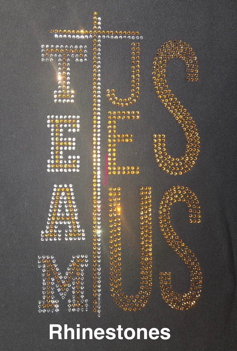 Rhinestone Team Jesus Shirt: Christian Faith Bling Tee image 2