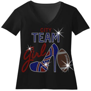 Custom Football Team and Colors Rhinestone Bling Shirt Bedazzled Football Mom Game Day  Sunday Highschool Football Sparkle Football Diva Tee