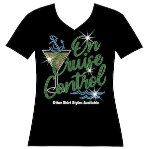 Rhinestone Cruise Birthday Shirt, Sparkle Ladies Trip Bling Apparel