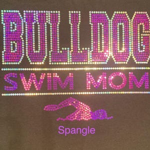 Custom Swim Mom Team Rhinestone Bling Shirt Ladies Personalized Swim Sweatshirt Customizable High School Swim Top Swim Team Spirit School T image 4