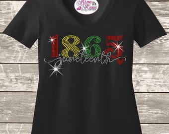 1865 Juneteenth Rhinestone Shirt | Freedom Day Bling Tee | Sparkly Juneteenth Celebration Shirt