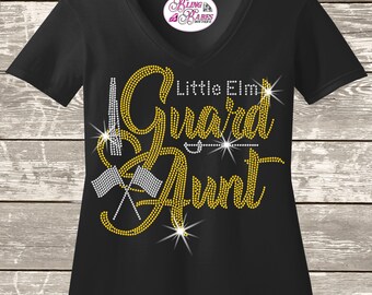 Guard Aunt Rhinestone Tee, Custom Football Bling (XS-4XL, Team Colors)