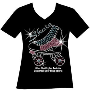 Roller Skate, Roller Derby Roller Skating RHINESTONE Mega Bling, Roller Skate SPANGLE Bling T, Customize your Colors, Roller Skate Bling T