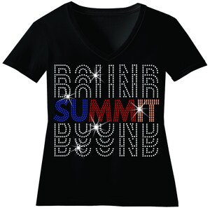 Custom SUMMIT BOUND Rhinestone Bling Shirt Bedazzled Custom Cheer Team Sweatshirts Cheer Team Practice Sparkle Gear Summit Championship