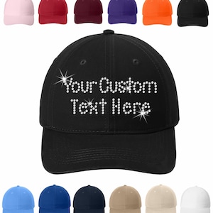 Custom Words Baseball Cap Rhinestone Mega Bling,  Brushed Twill Unstructured Cap, Sports Team Baseball Cap, Football Mom, Cruise Bling Hat