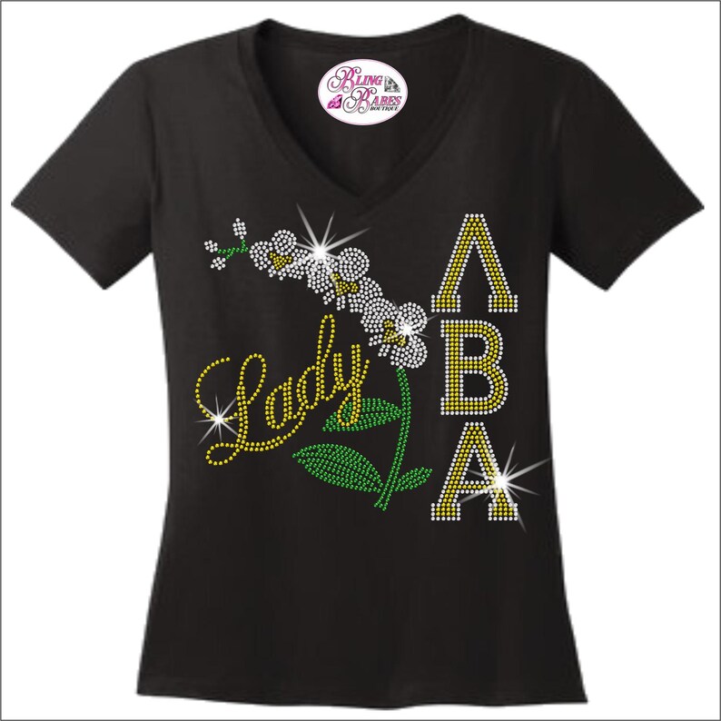Orchid Sorority Ladies Lambda Alpha Beta LBA Lady RHINESTONE Mega Bling