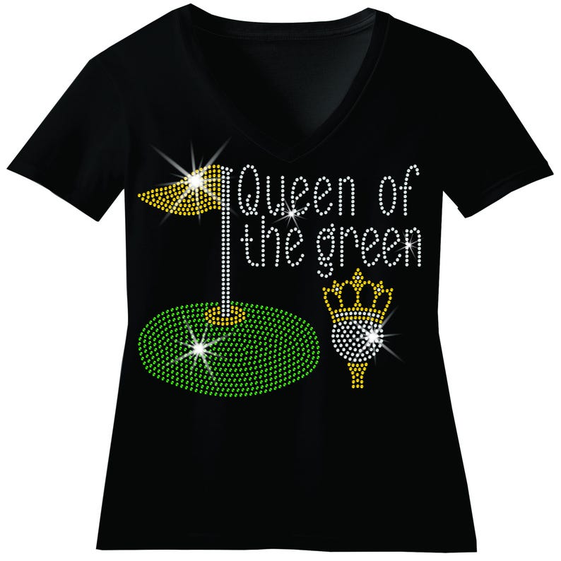 a women's black v - neck t - shirt with the words, no