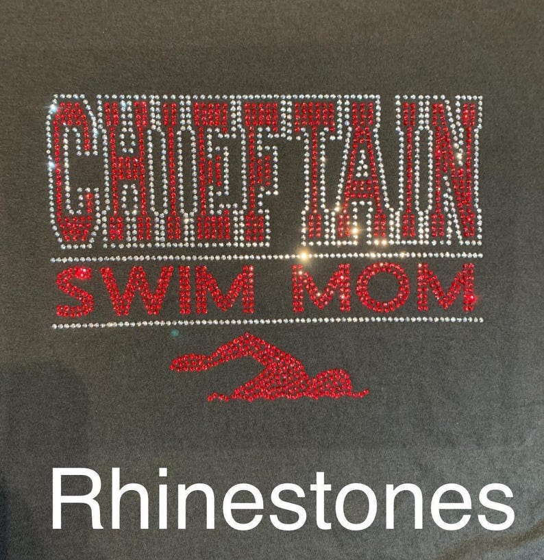 Custom Swim Mom Team Rhinestone Bling Shirt Ladies Personalized Swim Sweatshirt Customizable High School Swim Top Swim Team Spirit School T image 3