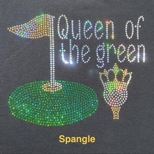 Custom Golf Rhinestone Bling Shirt Queen of the Green Golf Bedazzled Sweater Par than Bar Sequence Top Ladies Golf Shirt Golf Lovers Shirt image 3