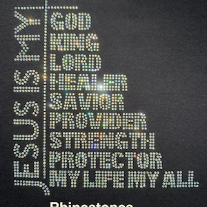 Jesus Is My God King Rhinestone Tee: Women's Christian Sparkle Shirt 画像 2