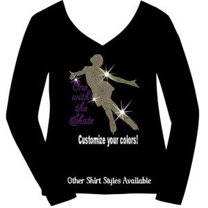 Custom Skate Ice Skating Rhinestone Bling Shirt Figure Skating Mom Bedazzled Sweatshirt Sparkle Figure Skating Coach Gift Speed Skater Shirt