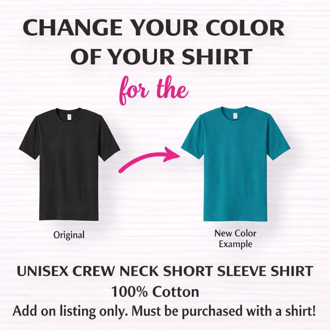 Neck Changing Color UNISEX CREW Short Sleeve Neck Change the Color or Your T-shirt- MUST Be ...