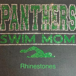 Custom Swim Mom Team Rhinestone Bling Shirt Ladies Personalized Swim Sweatshirt Customizable High School Swim Top Swim Team Spirit School T image 2