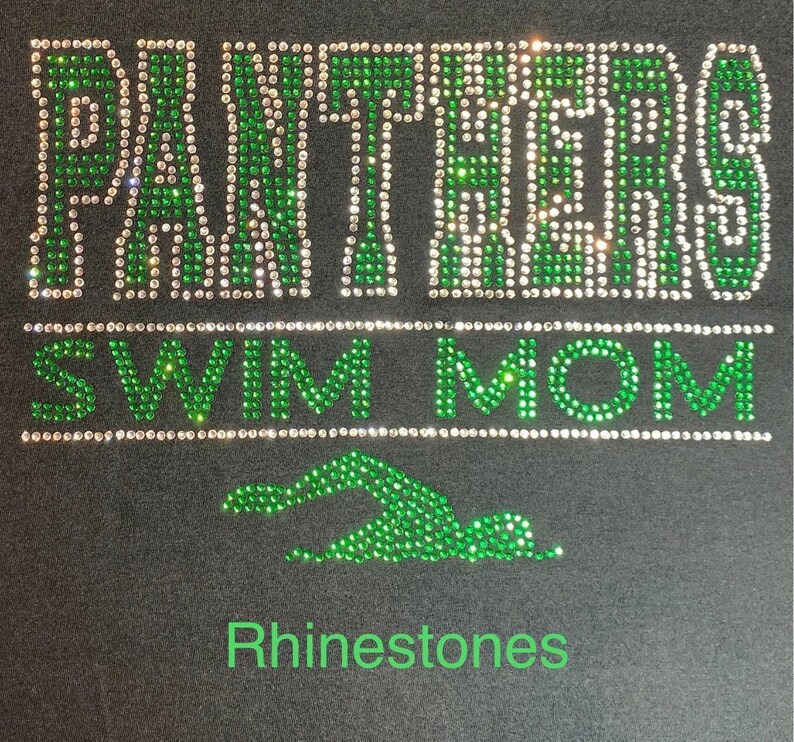 Custom Swim Mom Team Rhinestone Bling Shirt Ladies Personalized Swim Sweatshirt Customizable High School Swim Top Swim Team Spirit School T image 2