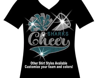 Custom Cheer Team Cheer Rhinestone Bling Shirt Cheer Mom Bedazzled Sweatshirt Cheer Competition Sparkle Warm Up Gear Cheer Coach Gift Tees