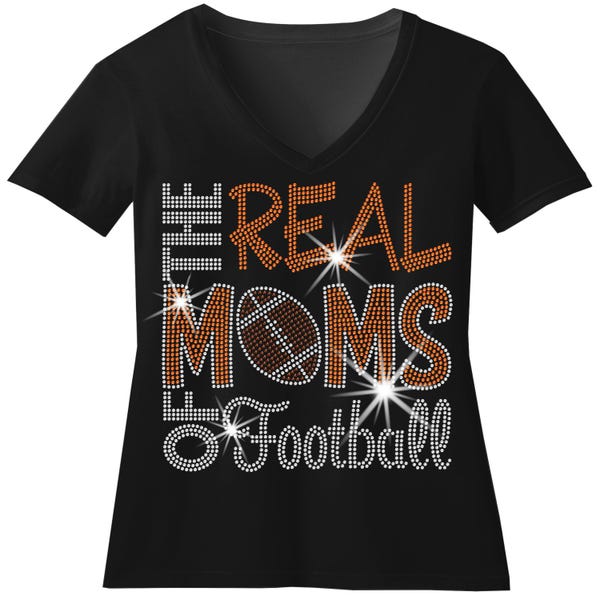 Football Mom Shirt: Rhinestone Bling - Sparkly Game Day Tee