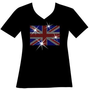British Union Jack Flag Rhinestone Bling Shirt British Flag Bedazzled Sweatshirt Britain Pride Sparkle Shirt UK Sequence Top British Bling