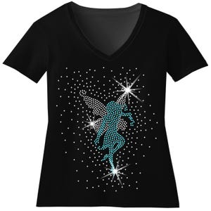 Pixie Fairy with Wings Rhinestones Bling Shirt Pixie Fairy Sparkle Sweatshirt Birthday Fairy Themed Bedazzled Top Magic Fantasy Elf Magic  T