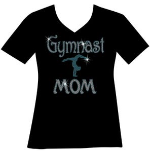 Gymnast Mom Custom Mega Bling Shirt, Gymnastics Mom RHINESTONE T,  Custom Gymnastic Mom SPANGLE bling, Sparkle Gymnast Rhinestone Bling T