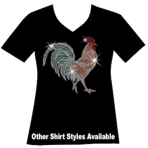 Rooster Chicken Rhinestone Bling Shirt Bedazzled Year of the Rooster Sweatshirt Country Girl Top Farm Girl Cute Chicken King Rooster Hen Tee
