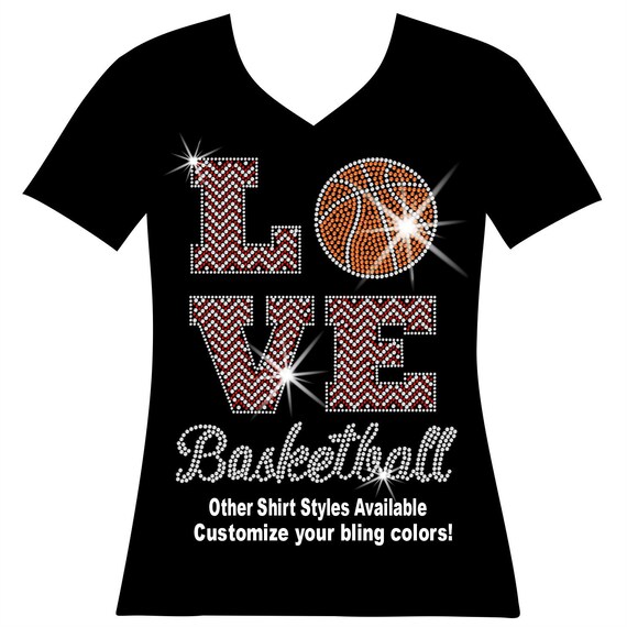 LOVE Basketball Rhinestone Bling Shirt, Basketball Senior Mom