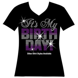 Custom Its My Birthday Rhinestone Bling Shirt Birthday Bedazzled Sweatshirt Slay Birthday Squad Sequence Top Birthday Diva Sequence Mode Tee