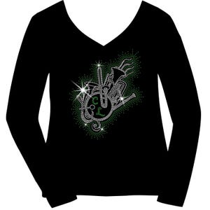 Band Instrument Cluster Firework, Band Mom, Marching Band RHINESTONE Mega Bling Shirt, Choose your Colors and Name, Band Instrument Bling
